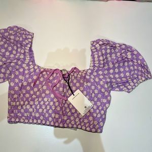 Dollskill purple flower embroidered summer top